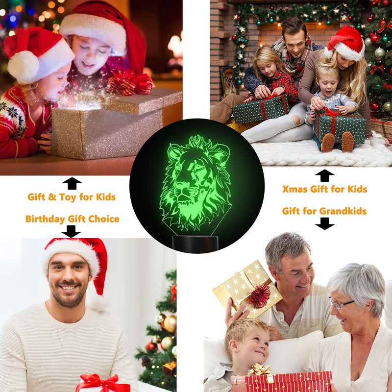 FULLOSUN Lion Night Light, King Lion Gift 3D Illusion Lamp for Kids Bedside Lamp with Remote Control 16 Color Changing Xmas Halloween Birthday Gift Cool Room Decor for Child Baby Boy - Image 4
